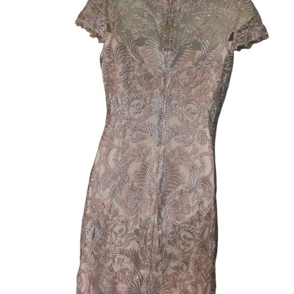 NWT Tadashi Shoji Corded Embroidery On Tulle Cap Sleeve Dress - Picture 6 of 9